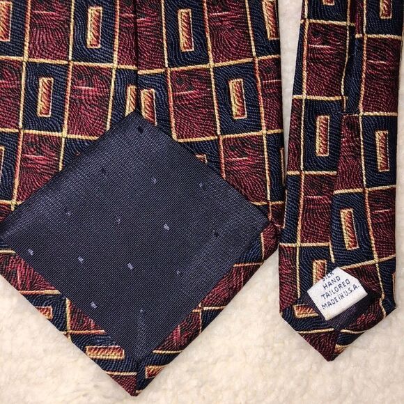 Paul Frederick Stunning Designer Pilars Woven Burgundy Silk Tie - Picture 3 of 6